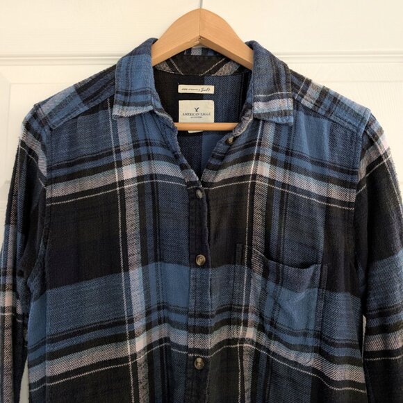 American Eagle Ahh-mazingly soft plaid shirt blue size small - Picture 3 of 16